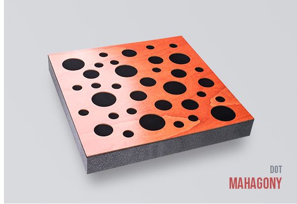 SONITUS • DECOSORBER Natur DOT 8 ( 60x60x8cm/2,16m2), MAHAGON - 6ks/bal 