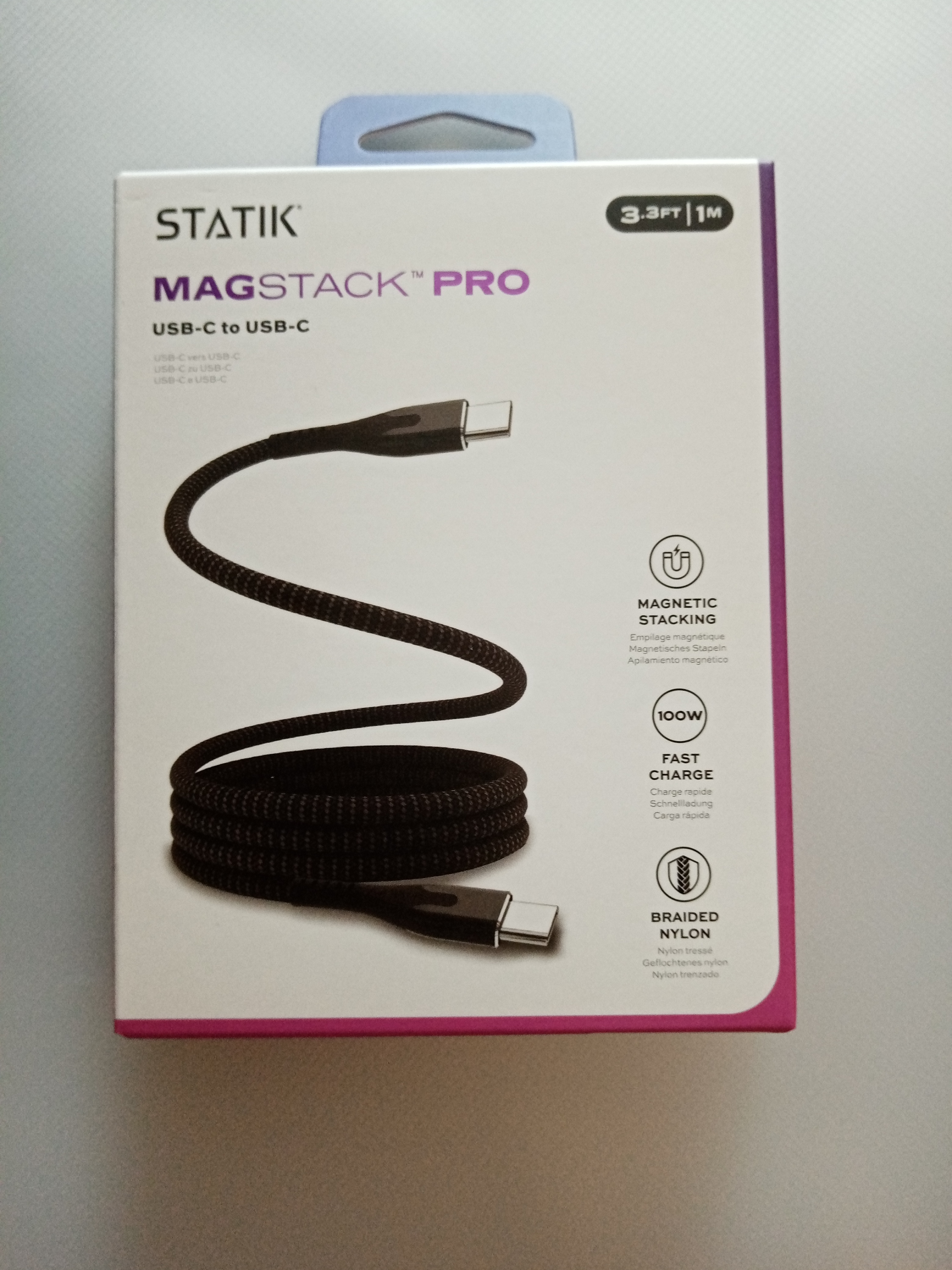 STATIK • MagStack, magnetický USB kabel, USB-C > USB-C, (0,9m)