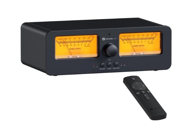 Fosi Audio • LC30 přepínač repro/zesilovačů s VU metry _Yellow