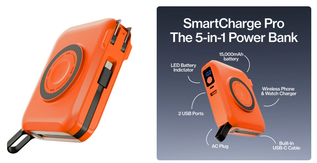 STATIK • cestovní nabíječka SmartCharge Pro 5-in-1 , 15000 mAh; Orange